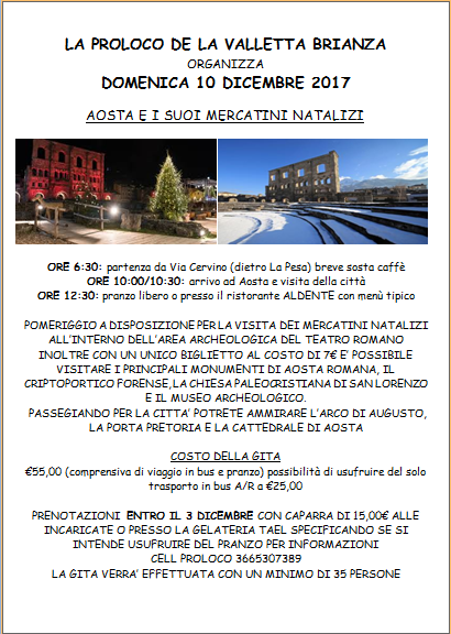 Aosta e i suoi mercatini natalizi