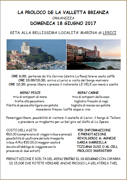 Gita a Lerici con la Proloco de la Valletta Brianza